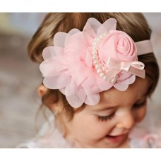 Κορδέλα "Pink flower-pearls"