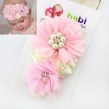 Κορδέλα "Pink-Ivory flowers"