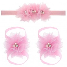 Σετ "Pink tulle flowers-headband"